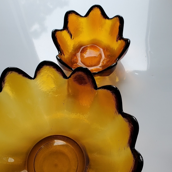 Pair Blenko 10.5" & 5.5" Amber Bowls SAVE $$$ w/ POSH Shipping - Picture 10 of 11